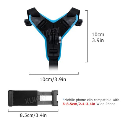 AUTOXBERT Motorcycle Helmet Chin Strap Mount with Phone Clip Kit for GoPro Hero 11/10/9/8, Smartphones, Motocross Helmet Extension Attachment Mounting Accessories