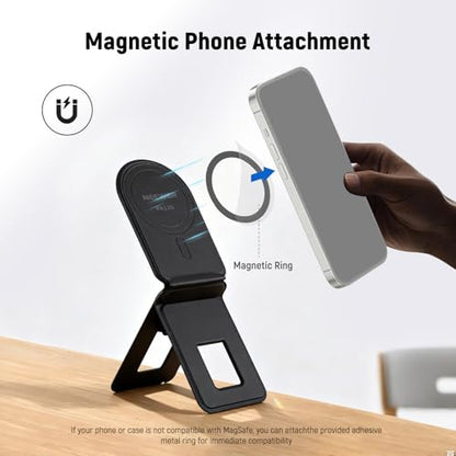 NEEWER Magnetic Phone Desk Tripod Stand Selfie Stick, Multi Angle Foldable Lightweight Portable Leather Cell Phone Holder Compatible with MagSafe iPhone Samsung Android for Video Recording, PA139 - style: PA139
