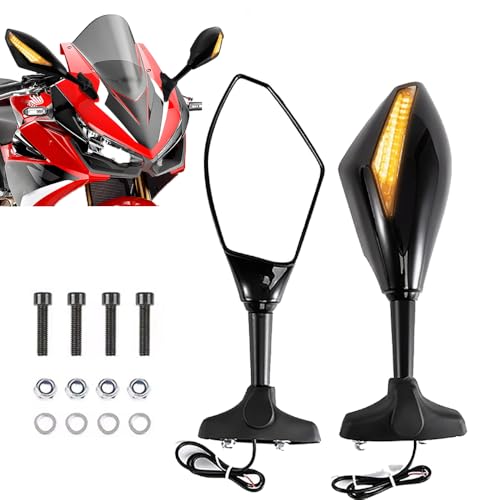 Motorcycle Rearview Mirror LED Turn Signal Mirror Running Light Rear View Mirror for CBR1000F CBR600F CBR900RR YZF FZ1 FZR600