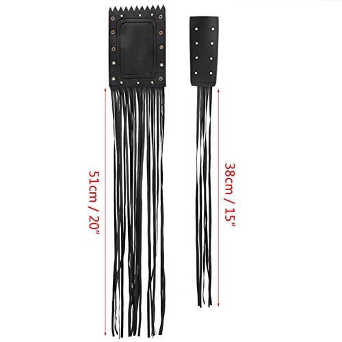Qqmora Motorcycle Handlebar Tassel Cover Fashionable Fringe Style Design Soft Leather Grips Universal Fit for Cruiser Chopper Bobber Custom Synthetic Leather Black 2pcs