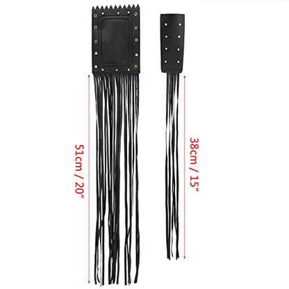 Qqmora Motorcycle Handlebar Tassel Cover Fashionable Fringe Style Design Soft Leather Grips Universal Fit for Cruiser Chopper Bobber Custom Synthetic Leather Black 2pcs