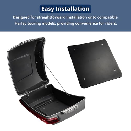 Advanblack US Stock Black Pearl King Tour Trunk Pack, Black Mount Bracket, Top Luggage Rack, Red Trunk Pak Liners Fit for 09-Later Harley Touring, Road Glide, Street Glide Special, Electra Glide - color: Black Pearl