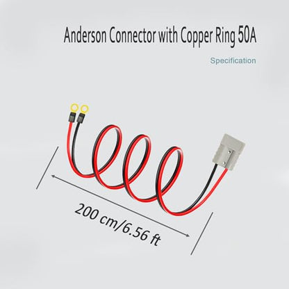 50A Anderson Connector with Cable SB50 Plug Anderson Battery Cable 6.56Ft 10AWG Cable with 50A Connector - size: Anderson O-ring 2m