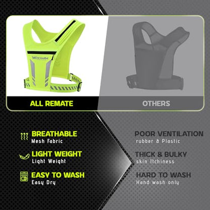 Reflective Vest Chest Phone Holder, Adjustable Hydration Training Workout Gear for Nighttime Running Biking - color: Fluorescent green
