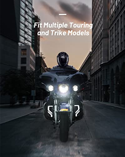 KEMIMOTO Motorcycle LED Turn Signal Running Light for Fairing Lower Grills Compatible with Touring Electra Glide Ultra Limited Road Glide 2014-2022 2023 2024 2025 1 Pair Chrome - color: Chrome