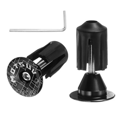 HARFINGTON Bike Handlebar End Plugs Aluminum Bar End Caps 16-21mm Adjustment Expanding Locking with Tool for MTB Road BMX Fixed Gear Bike, Black - color: Black