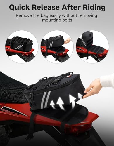 KEMIMOTO PVC Motorcycle Tail Bag with Tool Roll Bag Quick Release 6L Water-resistant Universal Dirt Bike Enduro Rear Fender Bag Storage Fit for Dual Sport Bike Adventure Off Road Motocross