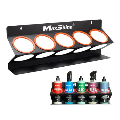 Maxshine Universal Detailing Spray Bottle Holder - Holds 5 Sprayers (16oz), Sturdy & Lightweight Organizer, Easy Wall Mounting, Ideal for Garage & Mobile Use, Auto Detailing Accessories & Supplies