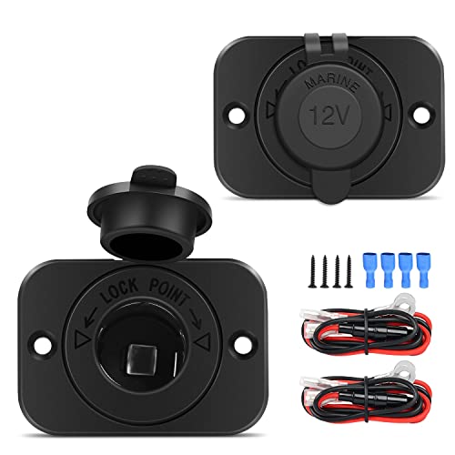 Nilight 2 Pack Car Cigarette Lighter Socket DC 12V Waterproof Power Outlet Adapter Replacement with Terminals Wires and Screws for Marine Boat Motorcycle, Boat, Car,Truck, RV, ATV - color: 2Pcs Cigarette Lighter Socket