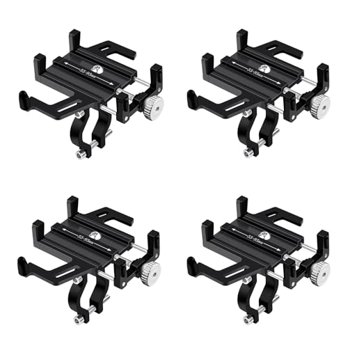 NineLeaf 4Pcs Bike Phone Mount Holder, Aluminum Motorcycle Phone Mount, Bicycle Handlebar Cell Phone Mount Rotatable for Exercise Bike Ebike Scooter Camera Friendly Suitable for 2.2"-3.7" Phones - color: 4PK