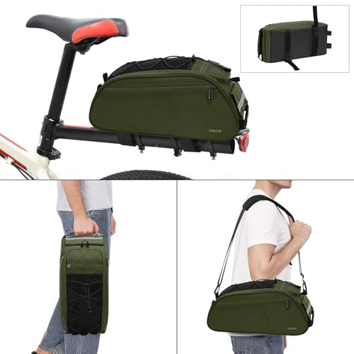 MOSISO Bike Rack Bag, Waterproof Bicycle Trunk Pannier Rear Seat Pouch Cycling Bike Carrier Backseat Storage Luggage Saddle Shoulder Bag - color: Olive Green