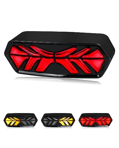 LED Brake Tail Light Integrated Sequential Rear Turn Signals Motorcycle Taillight Assembly Compatible with Honda Grom MSX125 CB650F CB650R CBR650F CTX700N, Smoked Lens