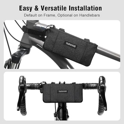 Bike Frame Bag – Water-Resistant Top Tube Bike Bag, Minimalist Bicycle Storage Pouch for Smartphone & Cards, Fits Road & Mountain Bikes