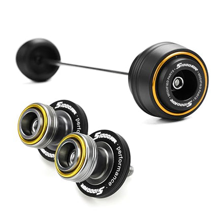 Compatible with Motorcycle S1000RR S1000R S1000XR S 1000RR 1000R 1000XR 2008-2023 2024 2025 2026 Front Wheel Axle Crash Protector Pad Rear Swingarm Spools Slider Stand Accessories (Gold) - color: Gold