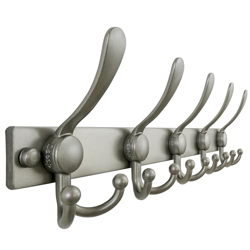 Dseap Coat Rack Wall Mount, Heavy Duty 12-Gauge Base vs Flimsy 1mm, Double-Thick Solid Anti-Snap Hooks, 16” Stud-Mount, Stainless Steel Hanger for Clothes Hat Entryway Closet Mudroom, Grey - color: Gray, size: L=17" (1pcs)