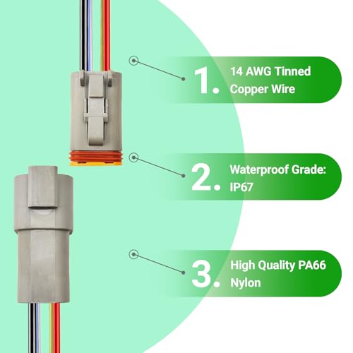 14 AWG 6 Pin DT Connector, 6 Wire Automotive Waterproof Electrical Connectors, 14 Gauge Male and Female Quick Connect Harness for Car Truck Boat -2 Pack - style: 6 Pin