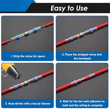 532Pcs Heat Gun for Shrink Tubing, Solder Seal Wire Connectors & Heat Shrink Tubing Kit, 26-6 AWG Waterproof Heat Shrink Wire Connectors with Mini Heat Gun for Marine Electrical - size: 532Pcs with Heat Gun