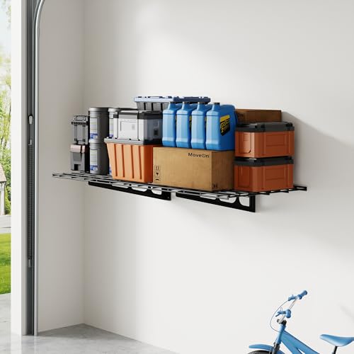 FLEXIMOUNTS 2x4ft Garage Shelving Wall-Mounted, 1-Pack Heavy-Duty Wall Shelving, Holds Up to 200 lbs, Garage Storage Rack for Organization & Storage Bins, Black, Classic Series - color: Black, size: 1 pack-2x4 ft