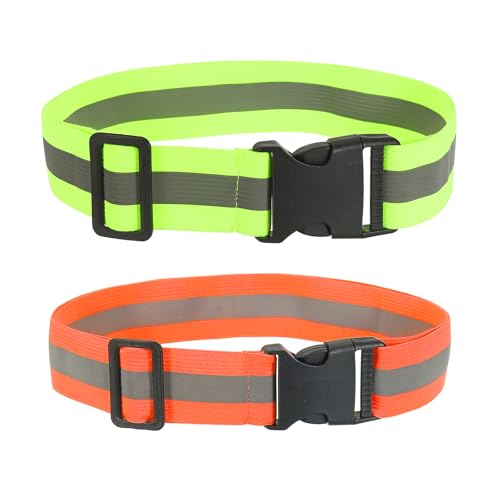 Reflective Safety Belt, Adjustable High Visibility Glow Belt Outdoor Running Gear Accessories - color: Fluorescent Orange/Fluorescent Green