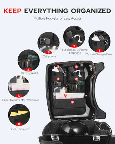 Benlari Tour Pack Lid Organizer Motorcycle Universal Storage Liner Bag Clear Pocket Waterproof Fit For Harley Davidson Street Glide Road King Road Glide Electra Glide
