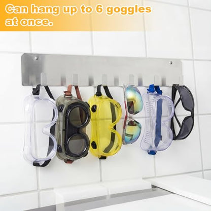 Blulu 2 Pack Aluminum Goggle Helmet Storage Rack Wall Mount 12 Hooks Goggle Organizer Hardware for Race Car Enclosed Trailer, Garage, Motorcycle Accessories