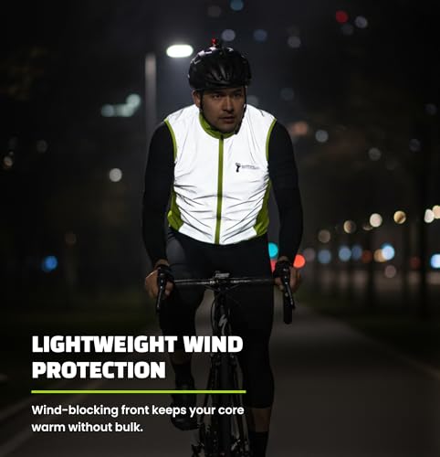 ReflecToes Reflective Bike Vest for Night Visibility – Hi Vis Running & Cycling Gilet – Lightweight, Breathable Outer Layer - size: Medium, style: Lightweight