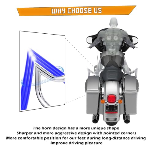 Kinglemc Crash Bar Engine Guard Highway Bar for Harley Davidson Touring Road King Street Glide Electra Glide CVO and Trike Models 97-08(Mustache Silver) - color: Chrome-C