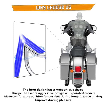 Kinglemc Crash Bar Engine Guard Highway Bar for Harley Davidson Touring Road King Street Glide Electra Glide CVO and Trike Models 97-08(Mustache Silver) - color: Chrome-C