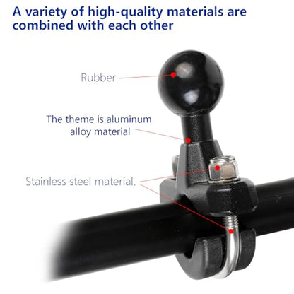 Aluminum Alloy U-Bolt Handlebar Mount with 1-Inch Ball, Compatible with RAM Mounts B Size Double Socket Arm & Bike Motorcycle Phone Holder, Fits 0.5" to 1.3" Round Rails - style: U-Bolt Base