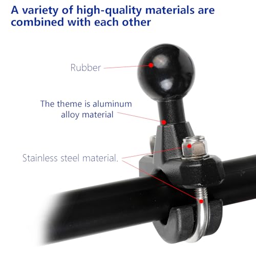 Aluminum Alloy U-Bolt Handlebar Mount with 1-Inch Ball, Compatible with RAM Mounts B Size Double Socket Arm & Bike Motorcycle Phone Holder, Fits 0.5" to 1.3" Round Rails - style: U-Bolt Base