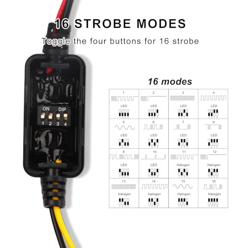 4pcs LED Flash Strobe Controller, 80W Universal DC9‑26V 16 Strobe Modes Brake Light Flasher Brake Light Strobe Module, Car Flasher Module for Motorcycles Cars Trucks for Brake Light Tail Stop Light