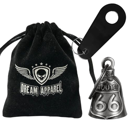 Dream Apparel Motorcycle Bell Guardian Angel Drive Away Gremlin, Biker Bell for Men Women Rider Riding, Good Luck Gift - color: Route 66