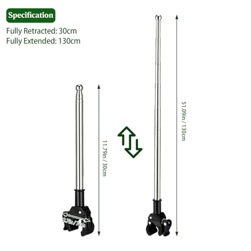 SHINEOFI Telescopic Motorcycle Flagpole Handlebar Mount Bracket 11.81In Stainless Steel Bike Flag Holder 2 Pack Adjustable for Cycling Powersports Accessories