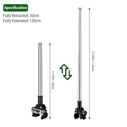 SHINEOFI Telescopic Motorcycle Flagpole Handlebar Mount Bracket 11.81In Stainless Steel Bike Flag Holder 2 Pack Adjustable for Cycling Powersports Accessories