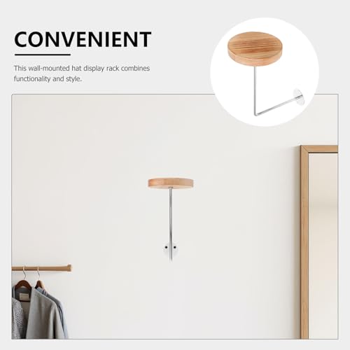 Wall Mounted Motorcycle Helmet Hanger with Silver Hooks, Wooden Hat Rack for Caps and Jackets, Decorative Hat Display Stand for Bike Gear Storage and Coat Hanging