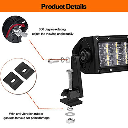 Side Brackets, LEDOPPO Light Bar Mounting Brackets Kit - Universal Straight & Curved LED Light Bars Bracket, Offroad Truck Hood & Roof LED Bar Side Mounted Base,Aluminium,Black,2-Pack - size: LED Light Bar Side Brackets