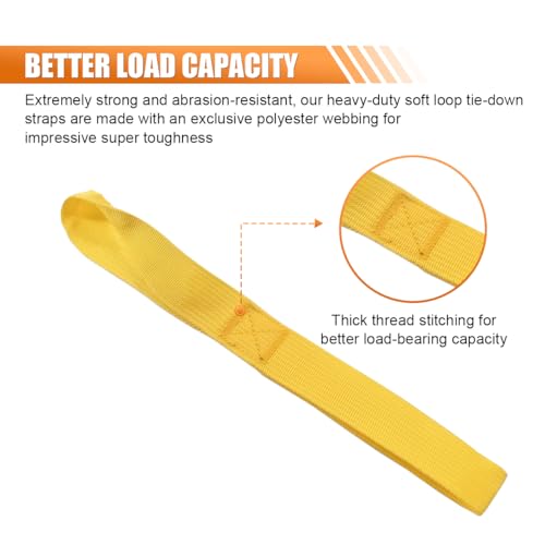 ZIMISI 8PCS Soft Loop Tie Down Straps, 1"x 12" Loop Straps with 4500Lbs Breaking Strength & 1500Lbs Load Capacity, Motorcycle Tie Down Straps for Securing ATV, UTV, Dirt Bikes, Lawn Equipment (Yellow) - color: Yellow