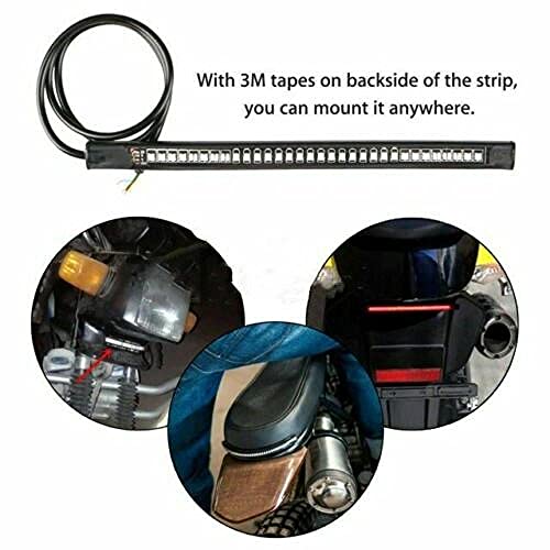 4 Universal Flexible Motorcycle Light Strip, 48 LEDs, Taillights, Brake Lights, Turn Signal Lights, Red and Amber