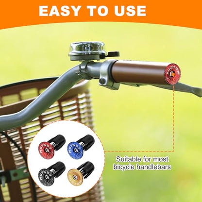 HARFINGTON 4Pair Bike Handlebar End Plugs Aluminum Bar End Caps 16-21mm Adjustment Expanding Locking with Tool for MTB Road BMX Fixed Gear Bike, Red, Blue, Black, Gold - color: Red, Blue, Black, Gold
