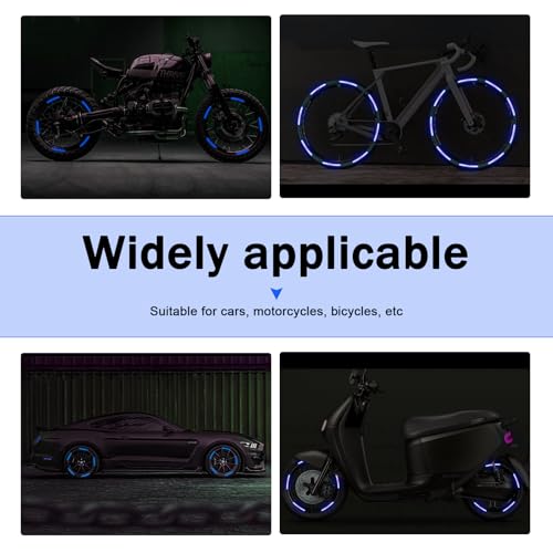 20 PCS Car Wheel Reflective Sticker, Waterproof Night Safety Warning Decal, Anti-Scratch Wheel Rim Eyebrow Stripe, Universal for Car SUV Motorcycle (Blue) - color: Blue