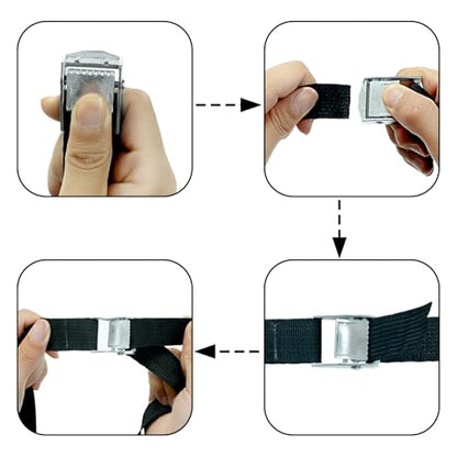 10 Pack Cam Buckle Straps, Lashing Straps with Buckles Adjustable, 1" x 78" Cam Buckle Tie Down Straps for Securing Luggage, Cargo, Bicycles, Motorcycles - size: Black 1" x 78"