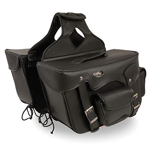 Milwaukee Performance Double Strap Black Pvc Throw Over Motorcycle Saddlebags (Plain)