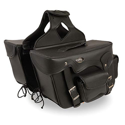 Milwaukee Performance Double Strap Black Pvc Throw Over Motorcycle Saddlebags (Plain)