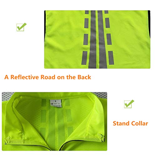 High Visibility Cycling Vest Reflective Vest for Night Running Jogging Biking with 2 Reflective Safety Bands (Green, XL) - color: Green, size: X-Large