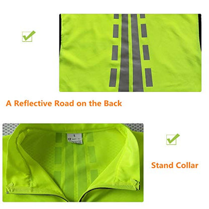 Professional Reflective Safety Vest with 2 Bands - Polyester Pongee Fabric for Night Running/Cycling/Construction - High Visibility (Green, L) - color: Green, size: Large