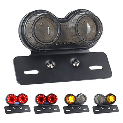 NTHREEAUTO LED Motorcycle Tail Light Integrated Brake Turn Signals License Plate Lights Universal Rear Taillight Compatible with Honda Kawasaki Yamaha Suzuki Bobber Cruiser Chopper Cafe Racer