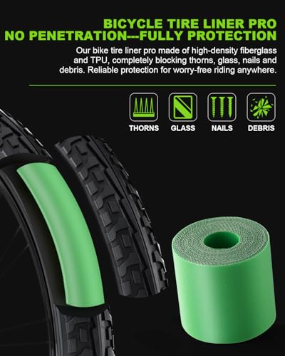 Julai Bike Tire Liner Pro, Inner Tube Bicycle Flat Protector Compatible with 20/24/26/27.5/29" - size: 700x35-45C; 26/29x1.5-1.75"