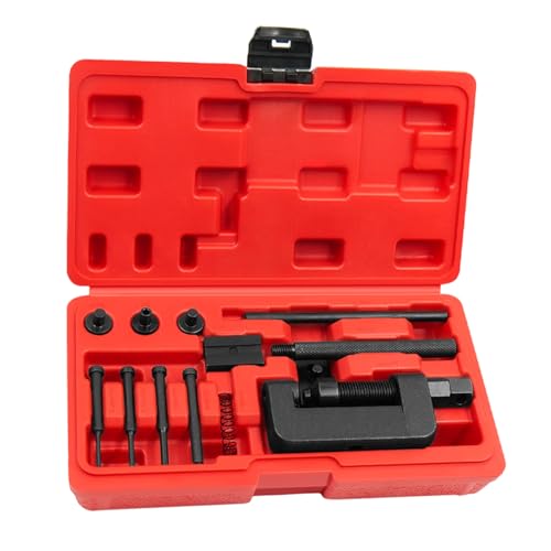 13PCS Chain Breaker Tool Kit with Rivet and Roller Chain Link Removal Tool, Chain Breaker Rivet Cutter Heavy Duty Chain Splitter for Motorcycle, Bike, ATV Chain Maintenance Set
