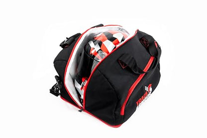 Motorcycle Helmet Bag & Racing Helmet Bag for Travel and Storage – Fleece Lined Helmet Carrier with Hidden Shoe Compartment, Waterproof 600D Oxford Motorcycle Gear Bag for Auto Racing, Track Day