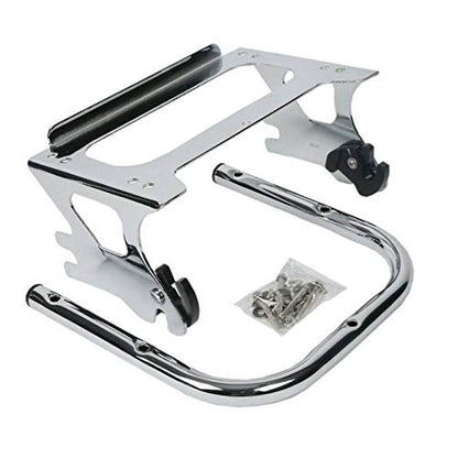 TCMT Chopped Motorcycle Trunk Backrest Pad Luggage Rack 2 Up Mount Rack Fit For Harley Touring 1997-2008 Road King Road Street Electra Glide Pack - color: Chopped Style A Chrome Rack